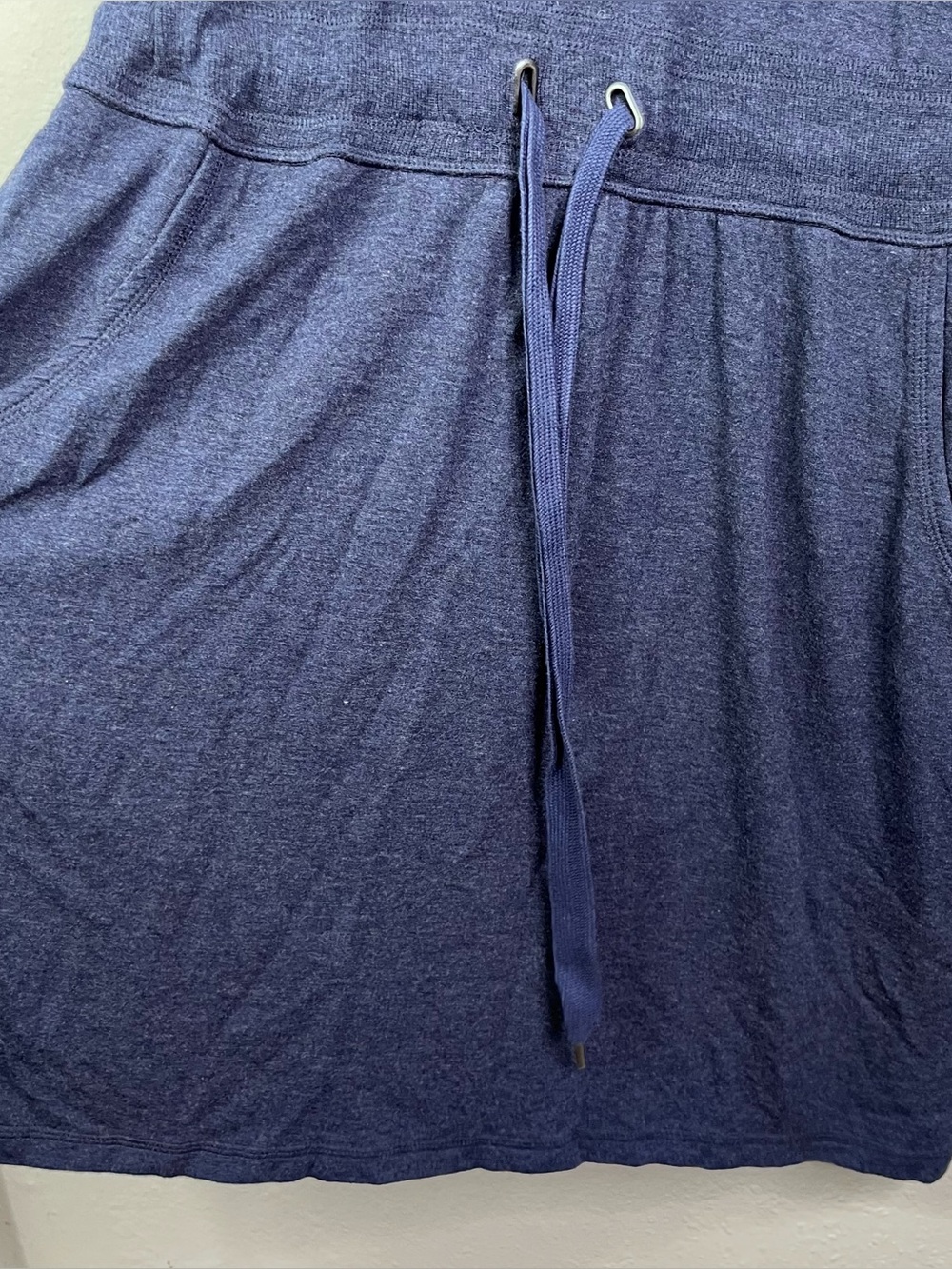 Athleta Blue V-neck Long Sleeve Dress Drawstring Waist Pockets Sz Large Sweater - Picture 8 of 11